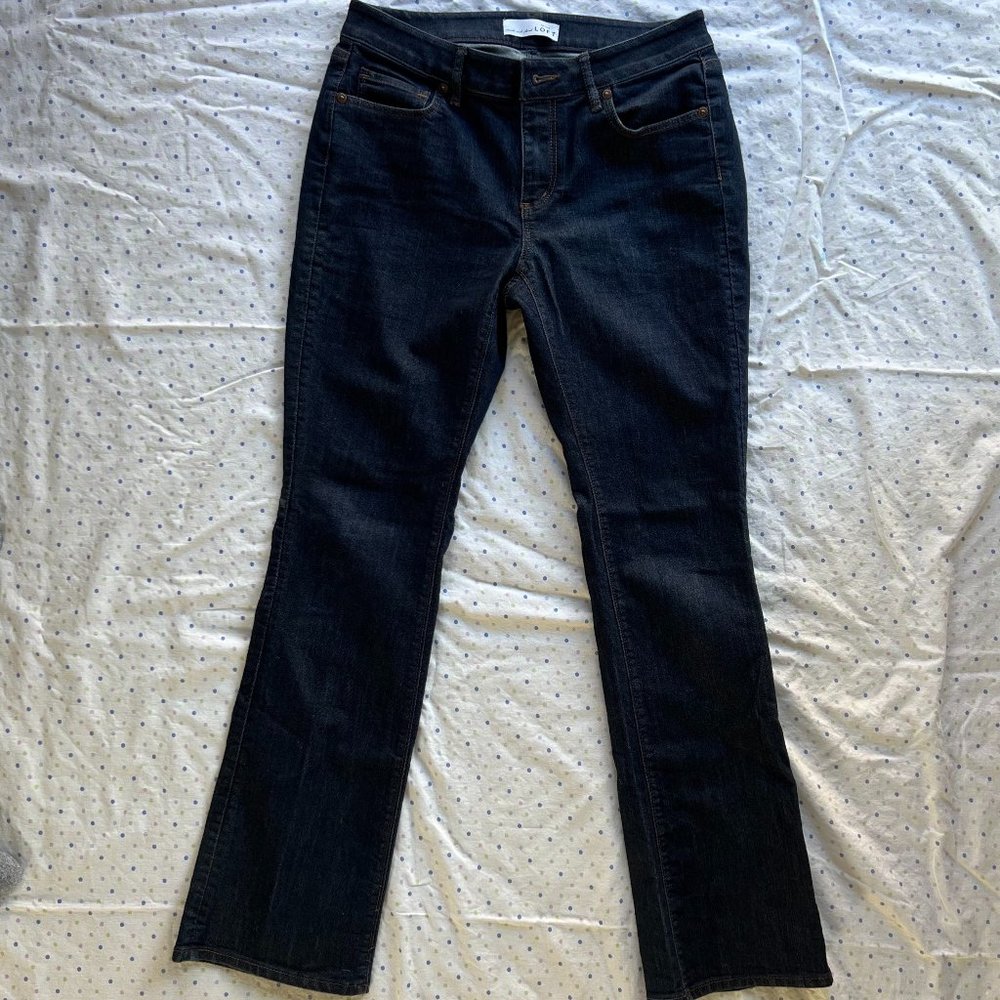 Ann Taylor LOFT Petite Curvy Boot Cut Jeans in Dark Rinse Wash 4P